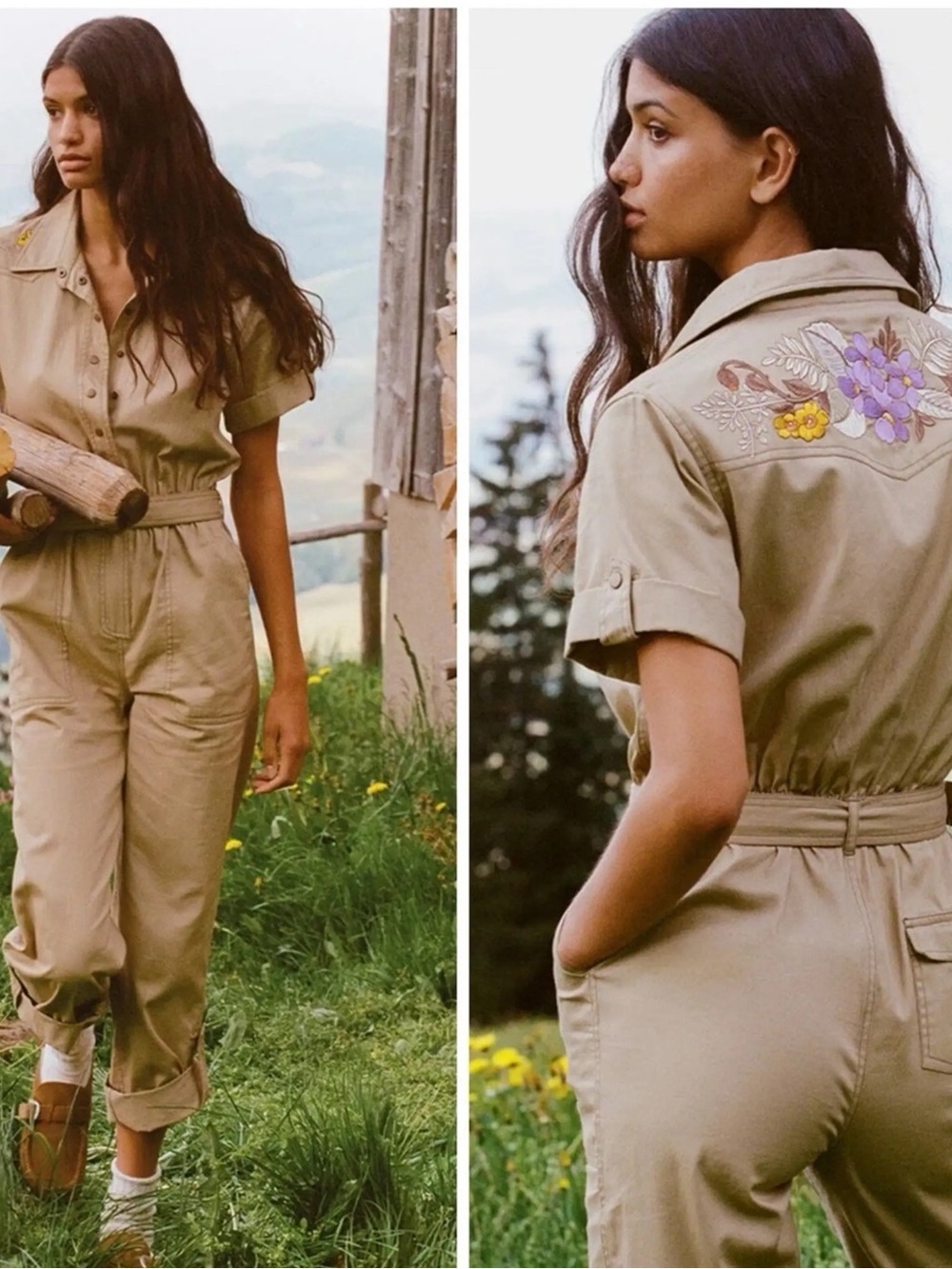 Spell Floral Embroidered Utility Chic Jumpsuit Coveralls Boho Cottage Western